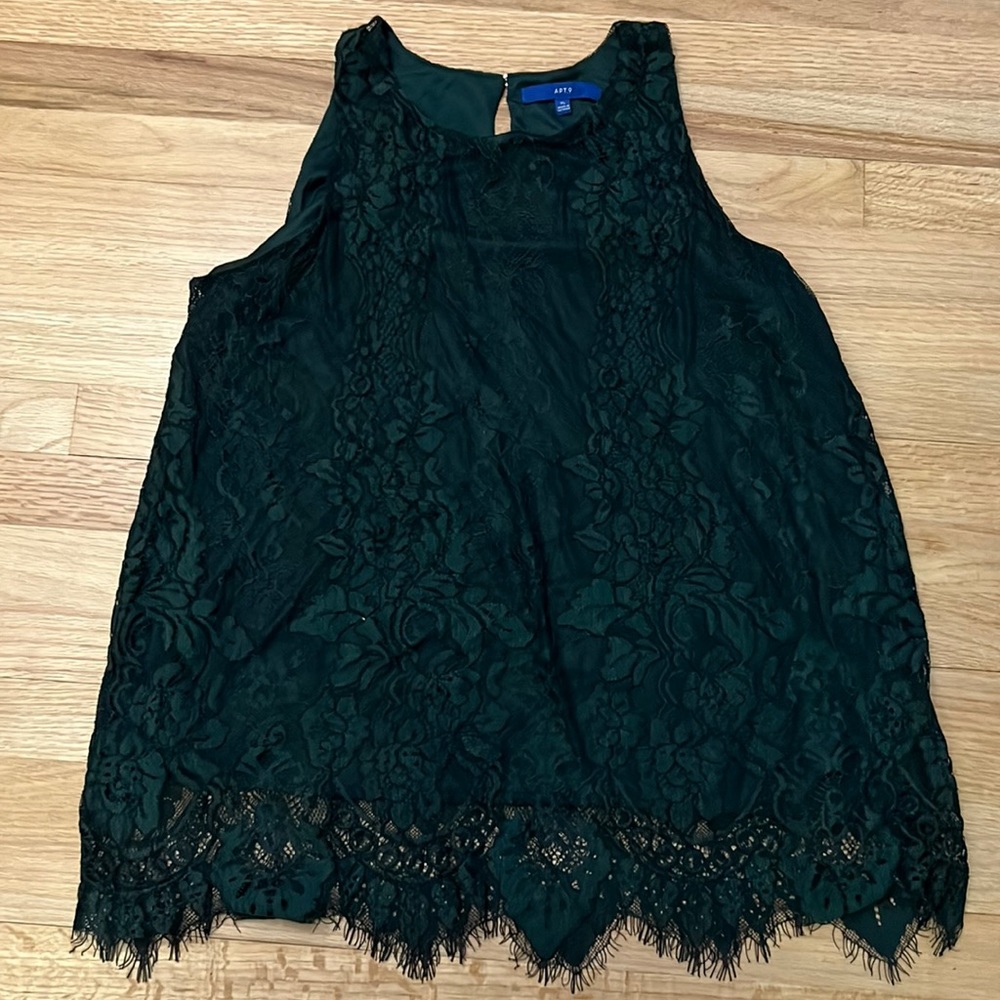 Apt 9 forest green lace tank top